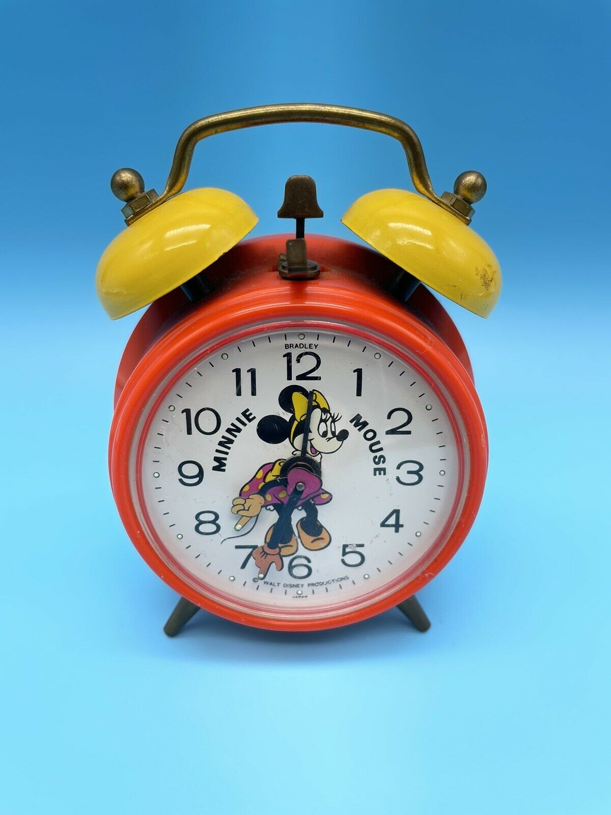 Disney Minnie Mouse Alarm Clock Made In Germany Bradley Orange Yellow