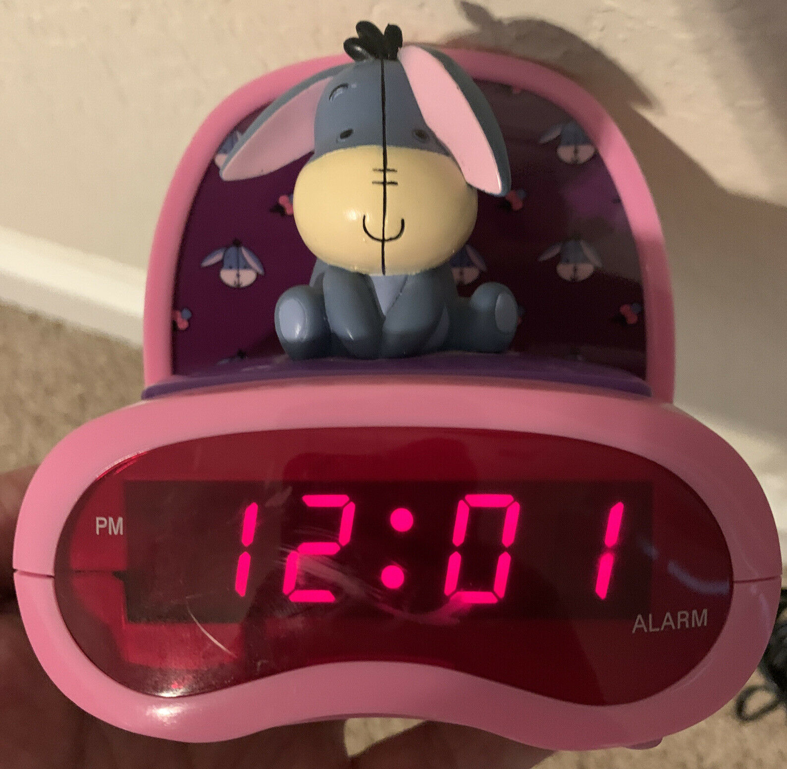 Disney Cuties Eeyore Winnie The Pooh Alarm Clock - Nightlight Tested And Works