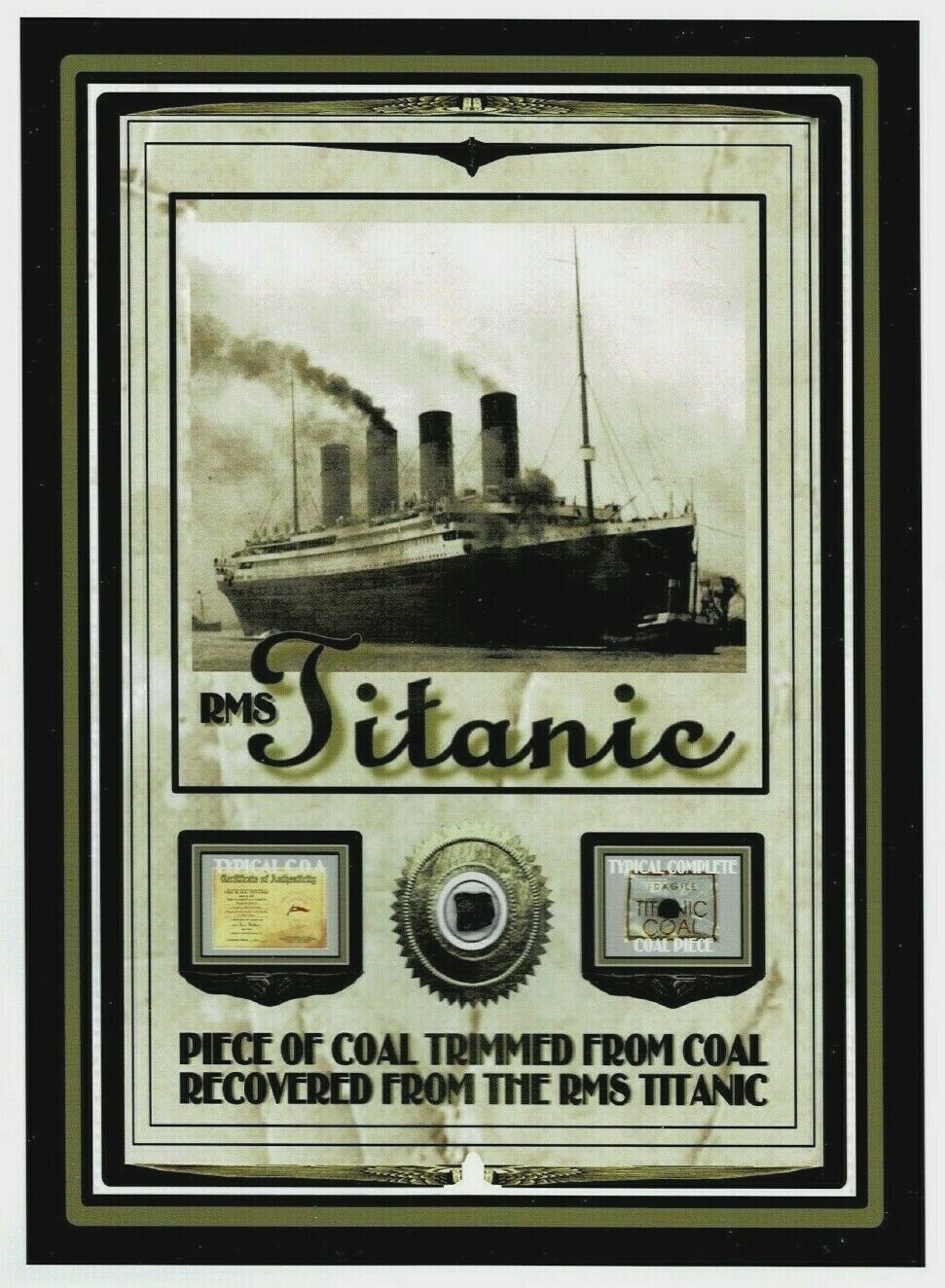 Actual Titanic Coal Relic Piece, Documented Genuine From 1912 Disaster Sinking
