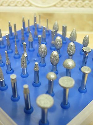 50 X Diamond Coated Rotary Small Head Burr Point Grinding Jewelry Tools Grit 300