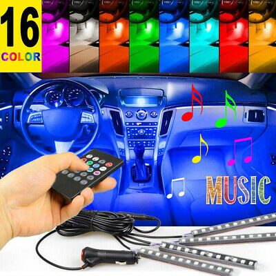 4pcs 48 Led Car Interior Atmosphere Neon Lights Strip Music Control + Ir Remote