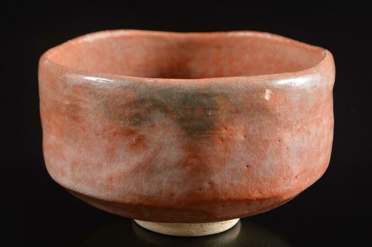 #447: Japanese Raku-ware Red Glaze Tea Bowl Green Tea Tool, Auto Tea Ceremony