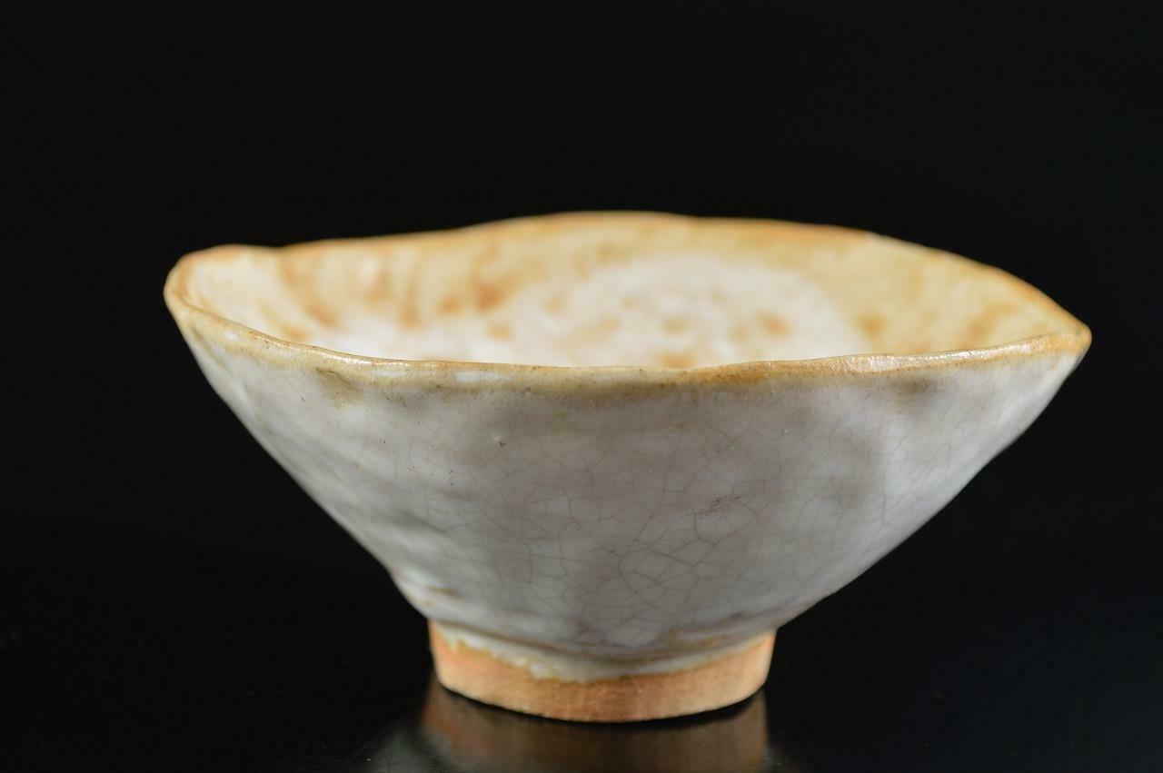 L5907: Japan Old Kiyomizu-ware White Glaze Tea Bowl Green Tea Tool Tea Ceremony