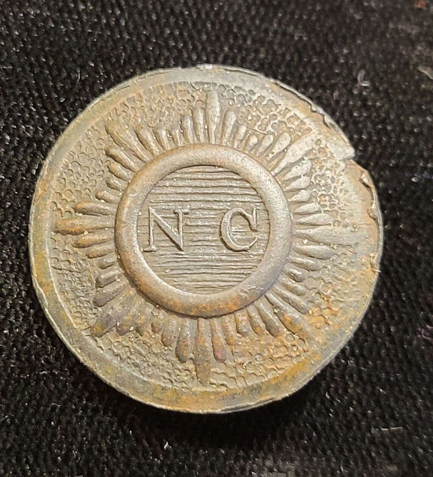 Civil War Era Confederate North Carolina Starburst Button Alberts# Nc-15-a  Dug