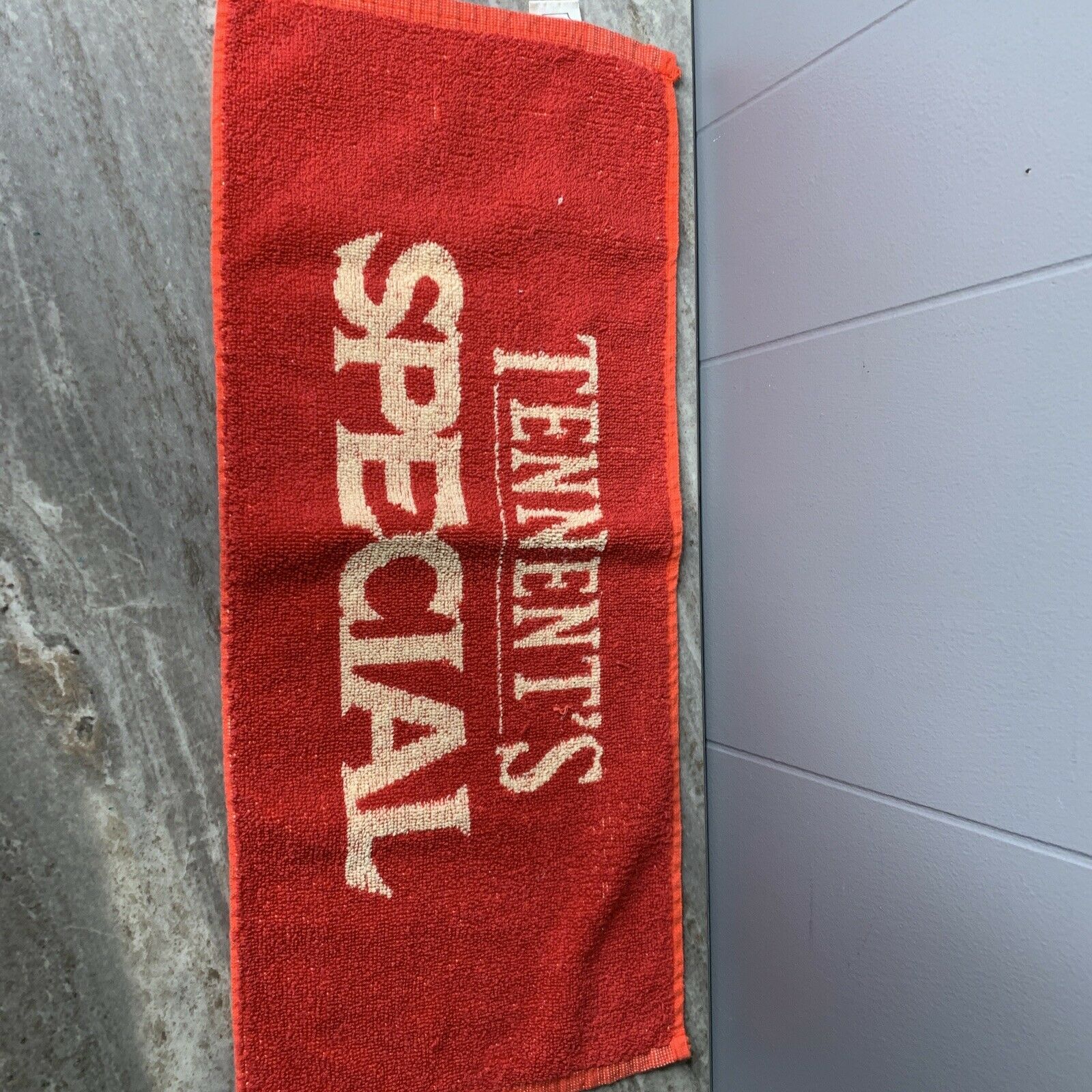Tennent’s Special British Beer Bar Towel - Pub Drink Mancave Decor Red Vintage