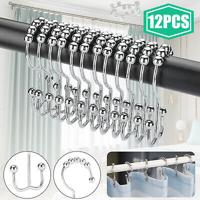 Shower Curtain Hooks Double Glide Rings Stainless Steel Set Of 12 Rust Proof