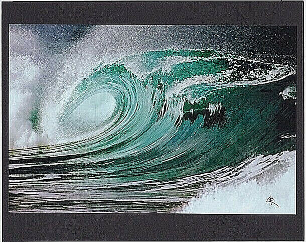 Beautiful 20 Foot Waimea Bay Shorebreak Wave Giclee Photograph On 8x10" Mat