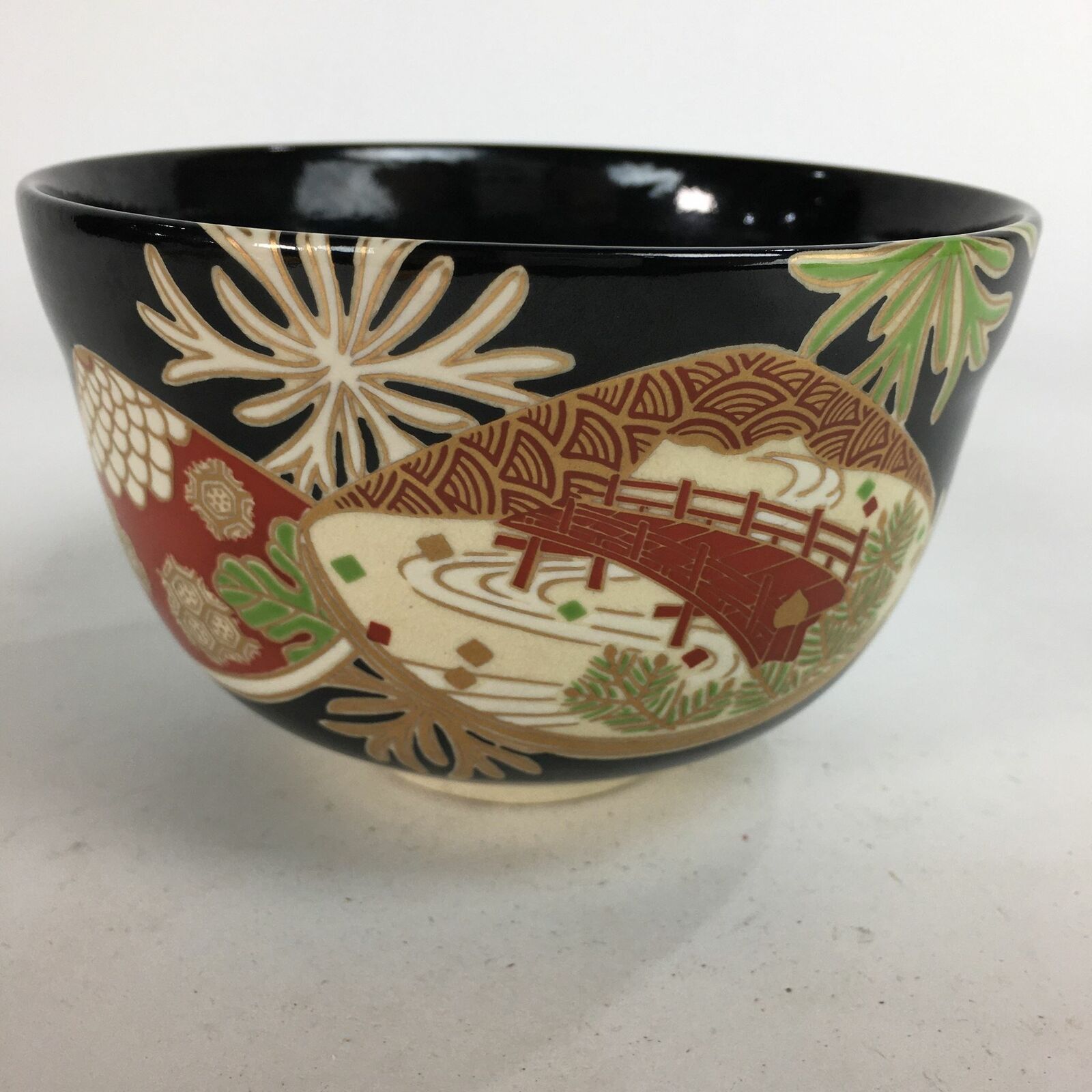 Japanese Vtg Ceramic Tea Ceremony Bowl Chawan  Pottery Shell Makie Gtb728