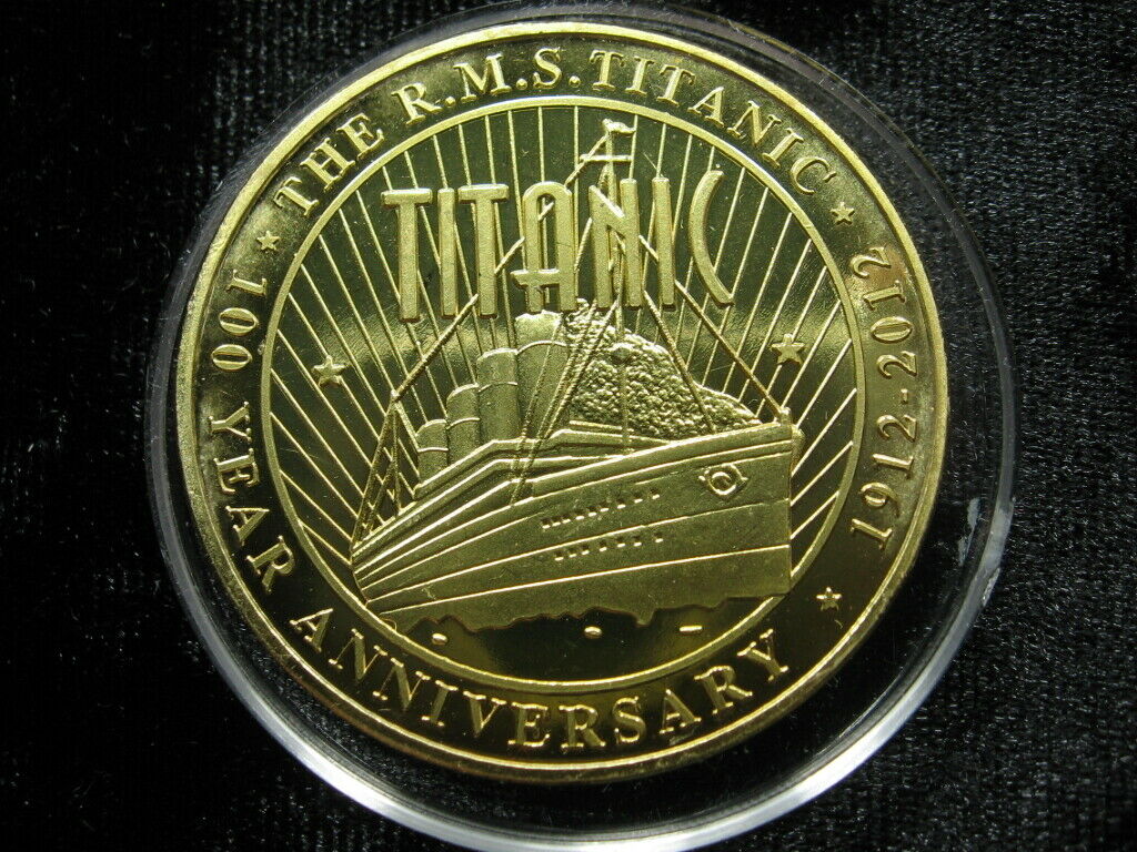 Commemorative Gold Plated Titanic 100th Anniversary Proof Token Coin 2012 (136)