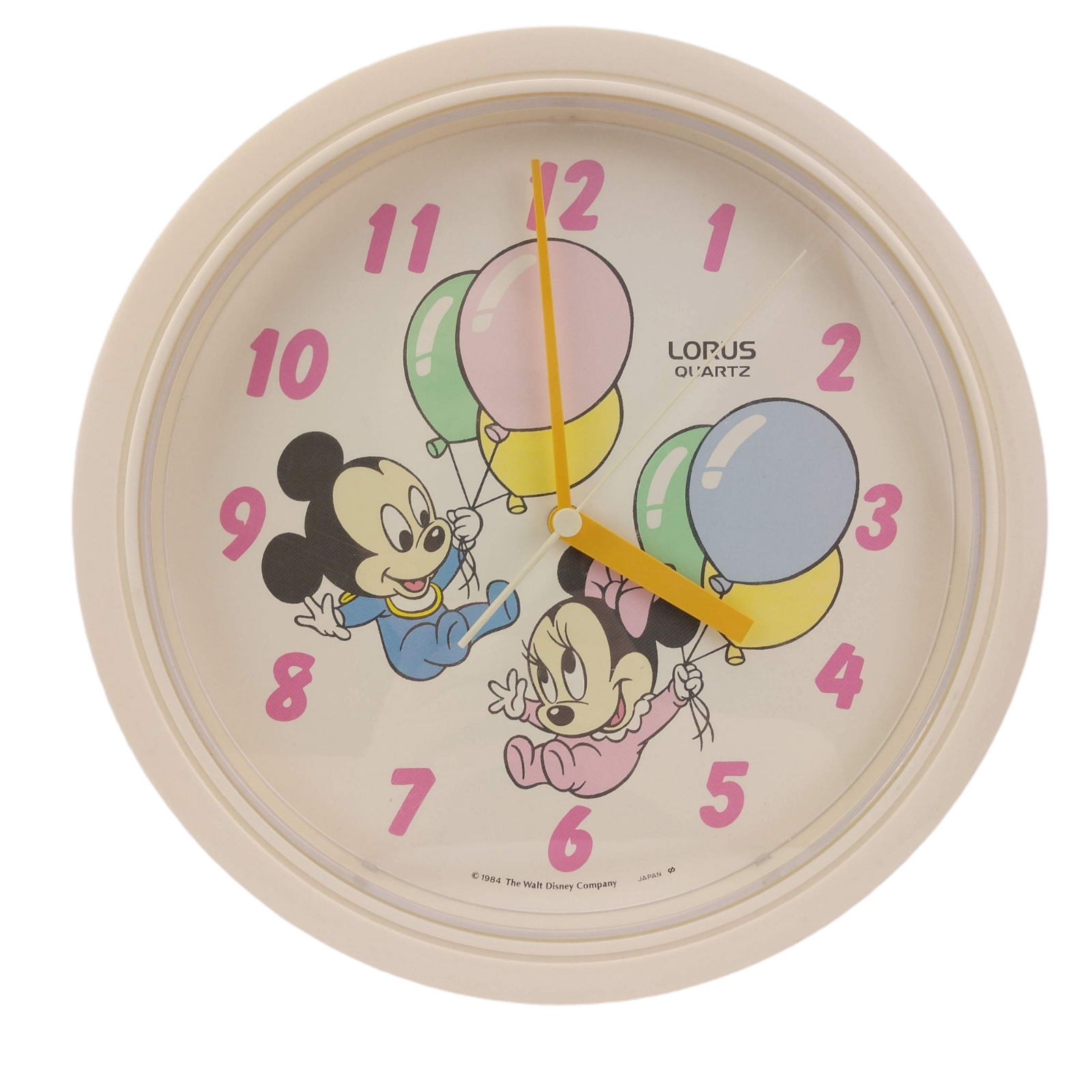 Vintage Lorus Disney Babies Wall Clock 10.5" Nursery Decor 80s Repair