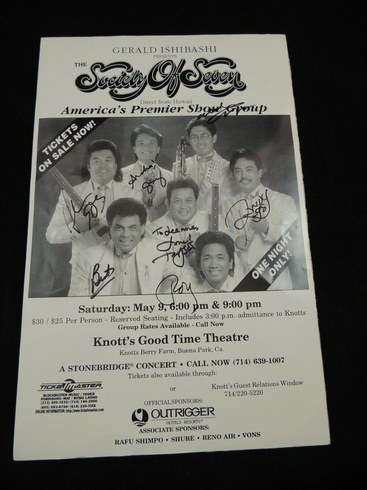 Society Of Seven Signed Advertising Poster Knott's Good Time Theatre 11" By 17"