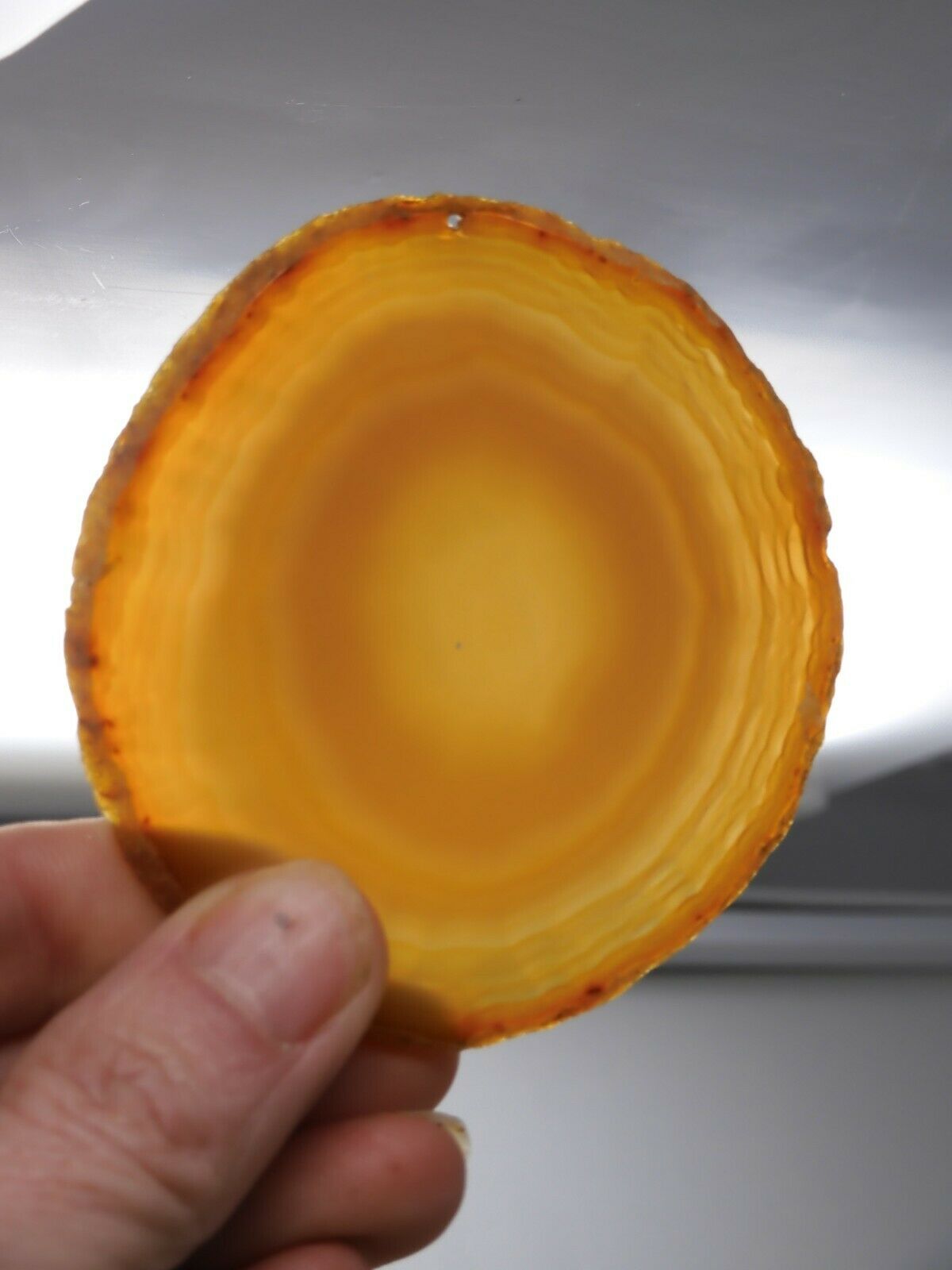 Agate Slice - Pinhole For Hanging Or Display - 2 3/4" X 2 1/2"