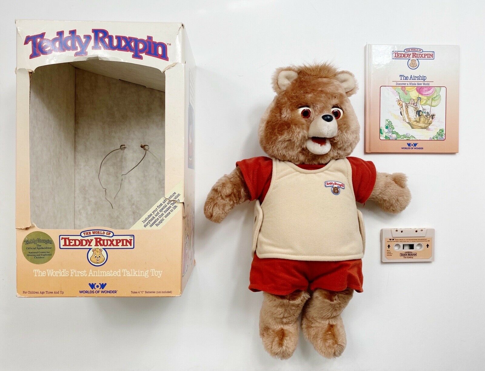 Teddy Ruxpin Doll 1985 Vintage Worlds Of Wonder Wow Works Eyes & Mouth Dont Move