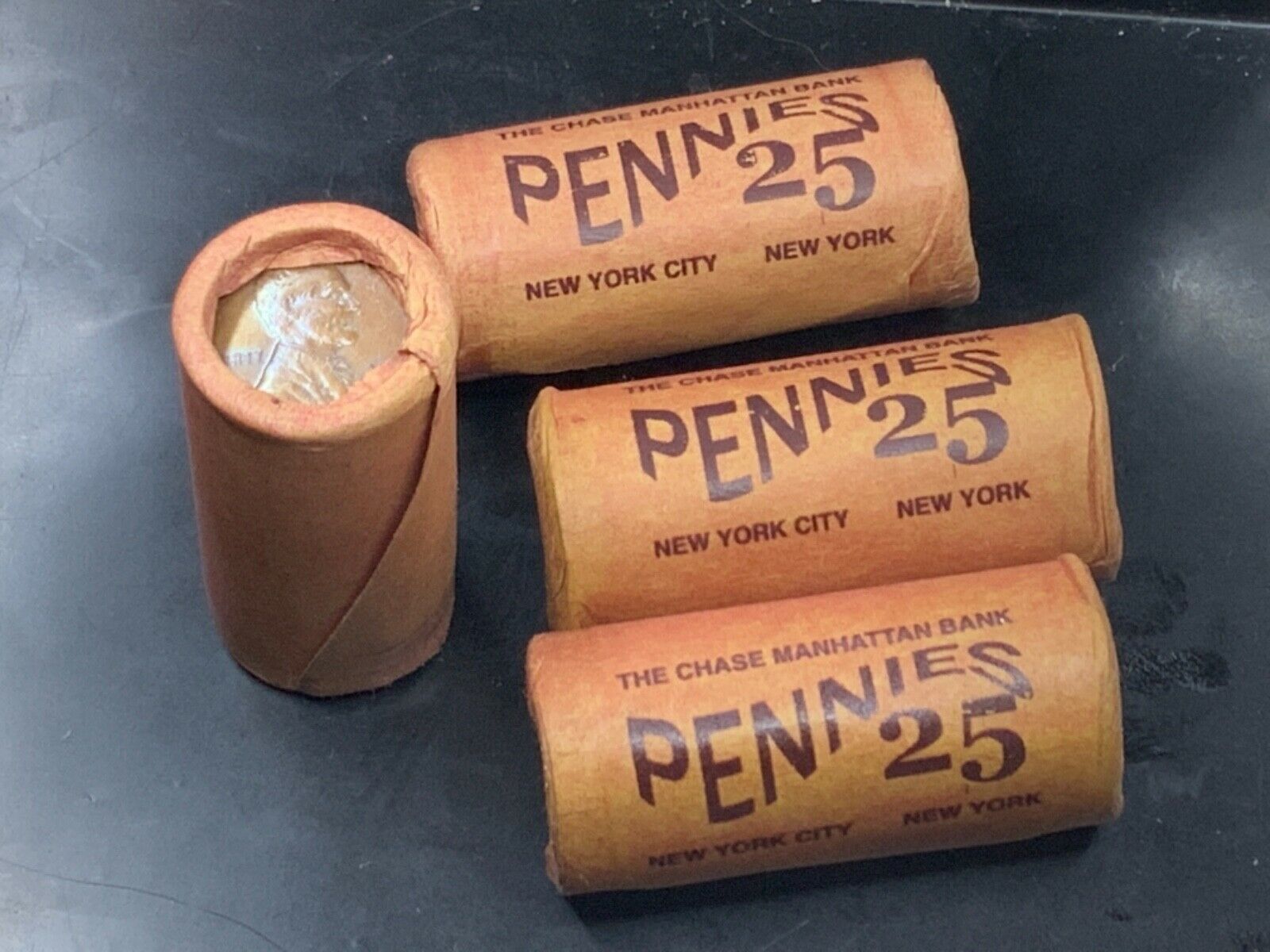 1 Roll Lincoln Wheat Cents Roll From The 50’s - Unsearched Chase Bank Tight Ends