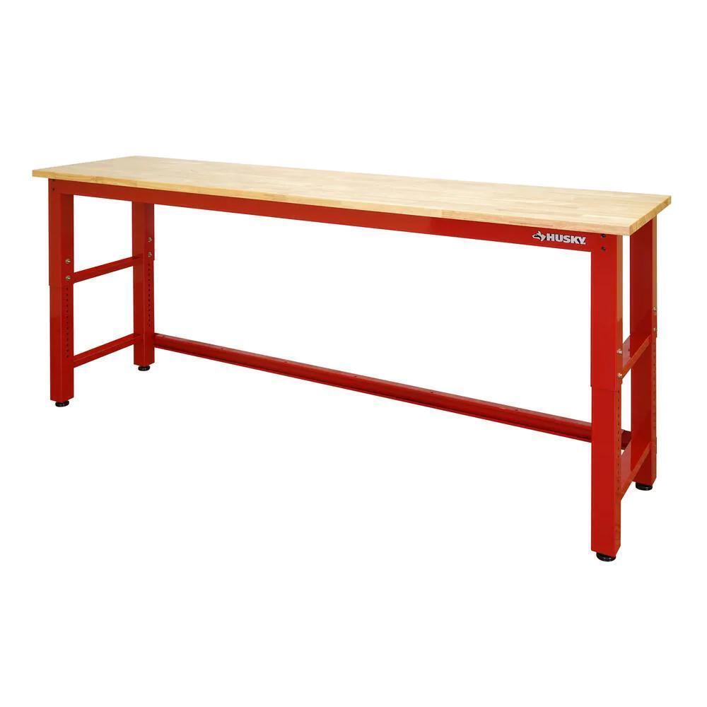 Husky Workbench Adjustable Height/legs Ready To Assemble Steel Frame In Red