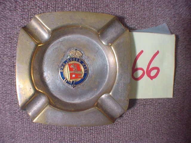 #66 R.m.s. Queen Mary Square Ashtray W/ Insignia Oceanliner