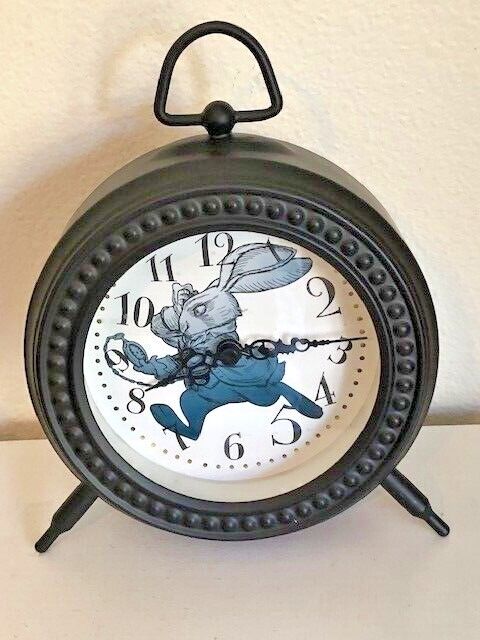Disney Alice In Wonderland Through The Looking Glass Desk Clock White Rabbit
