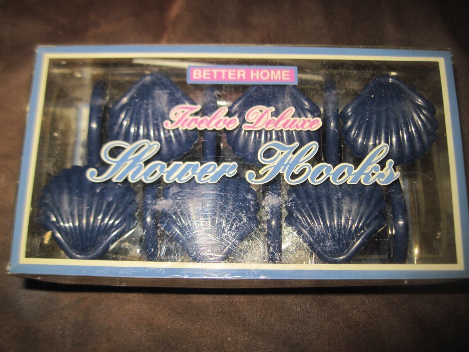 Better Homes Sea Shell Deluxe Shower Hooks Set Of 12 Dark Blue Oyster Clam Scall