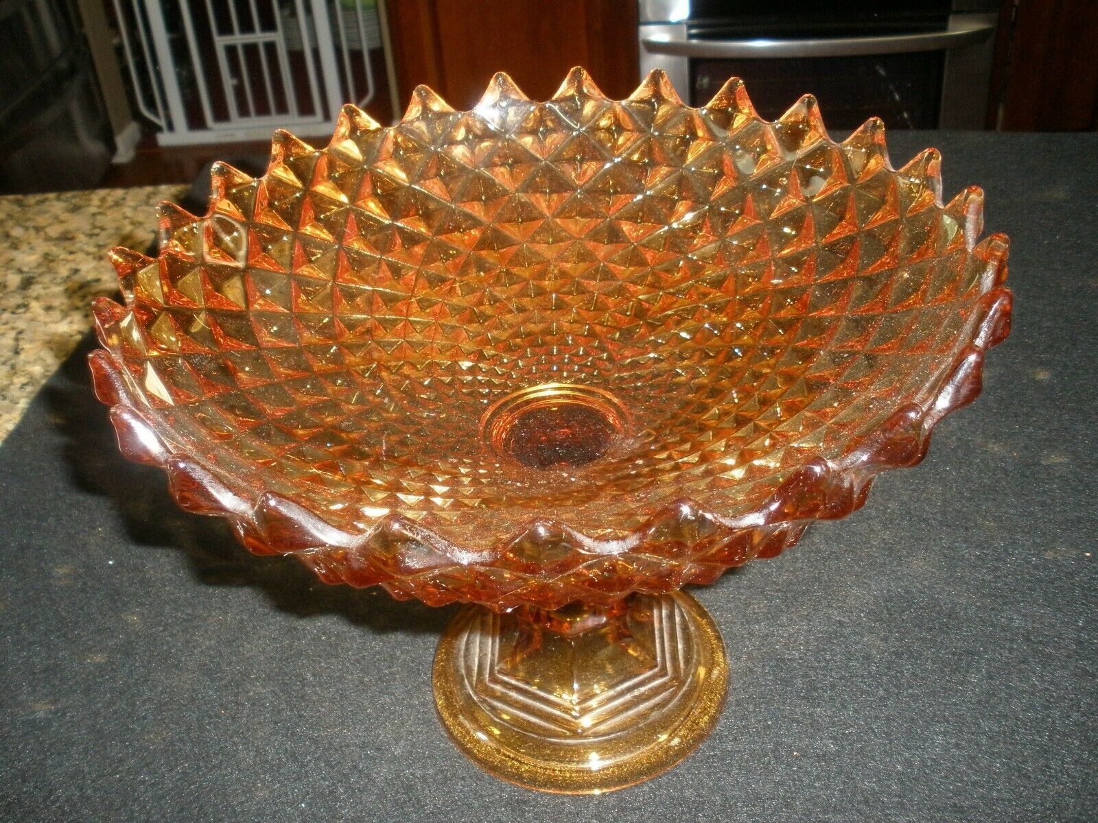 Westmoreland Glass  Amber Saw Tooth Large Compote 12 Across 8 1/2 Tall