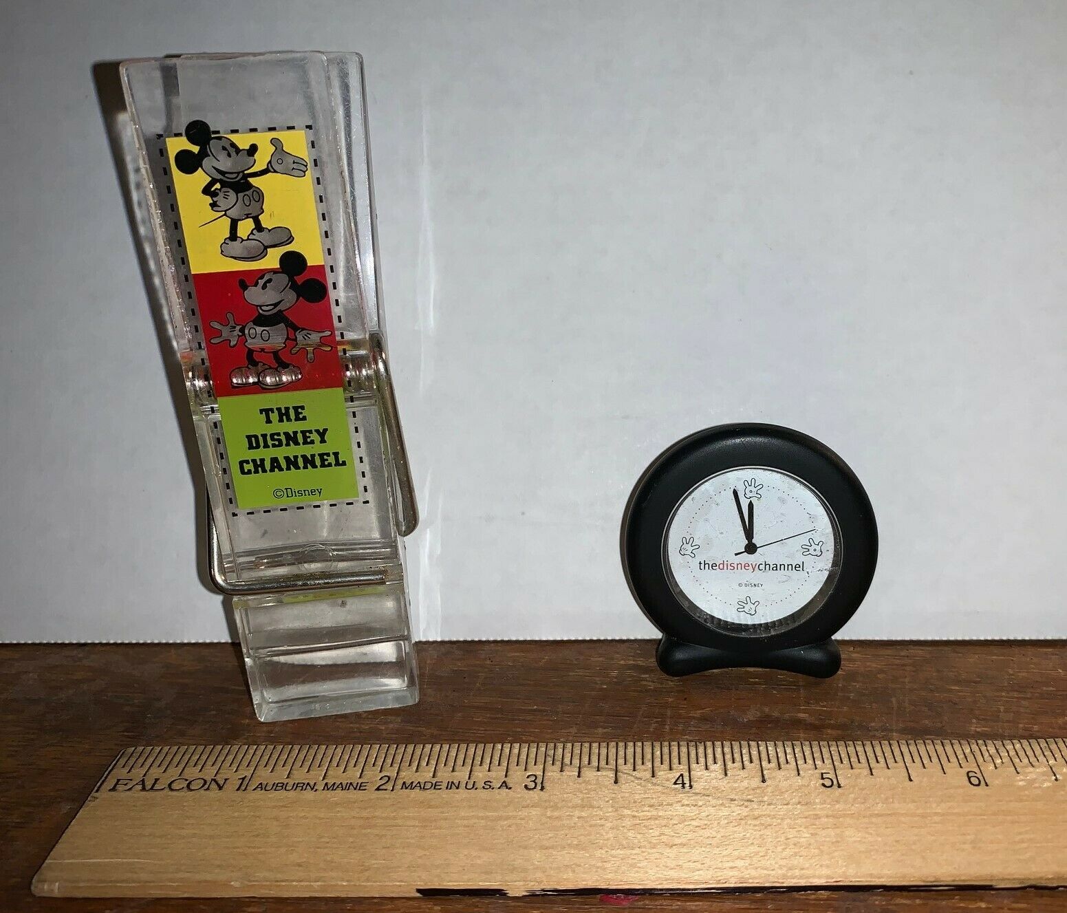 The Disney Channel Disney Time Works Miniature Clock & Mickey Mouse Bg Clip Rare