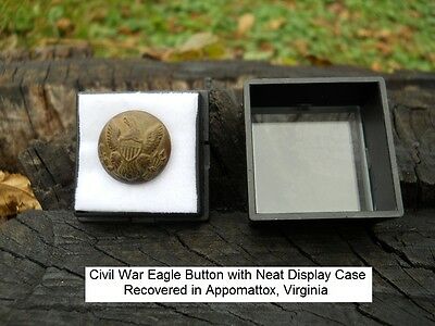 Old Rare Vintage Antique Civil War Relic Eagle Button Appomattox Camp With Case
