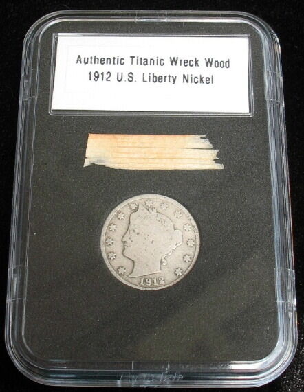 Authentic Rms Titanic Wreck Wood Relic And 1912 Liberty Nickel Artifact With Coa