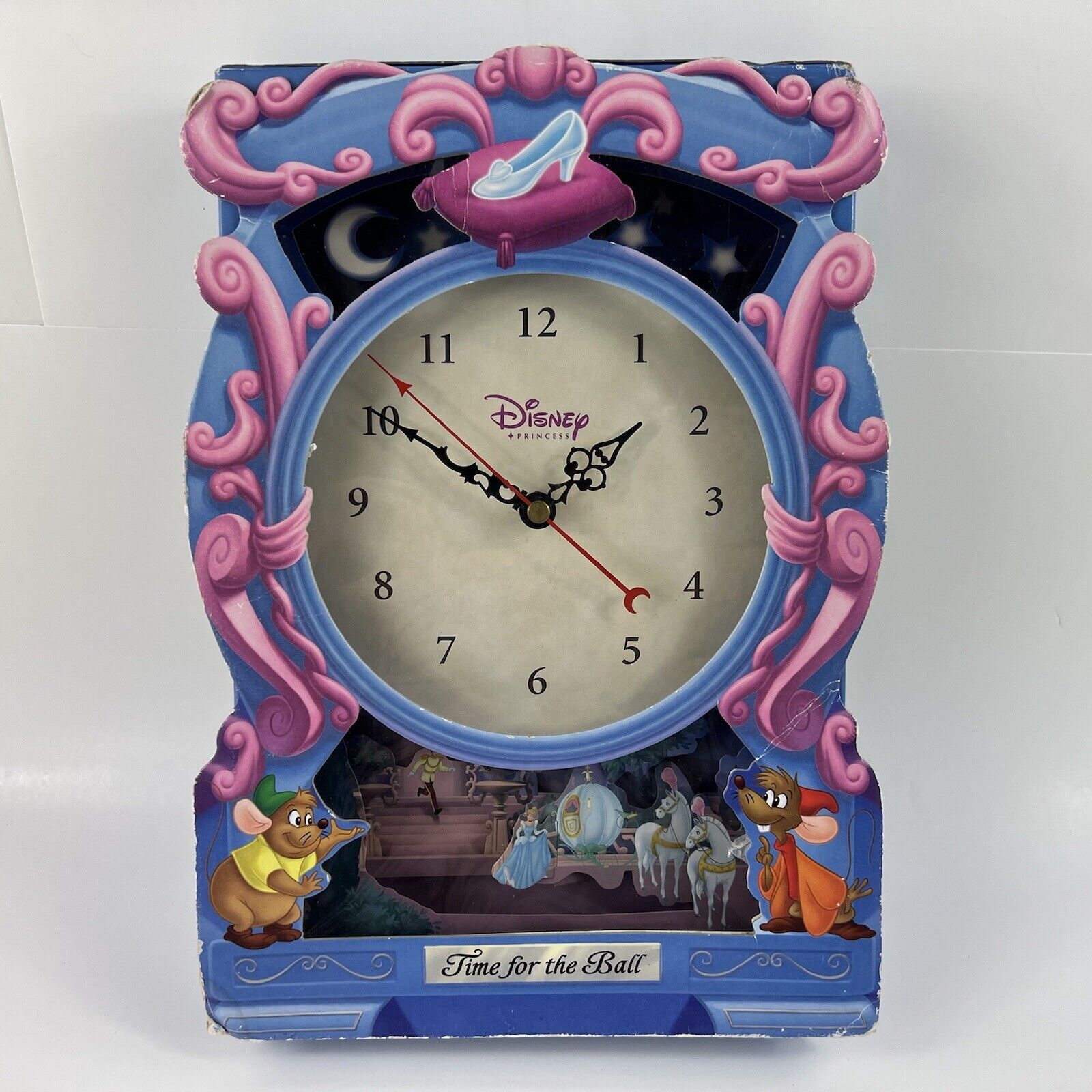 Disney Cinderella Story Book & Clock Time For The Ball Double Sided