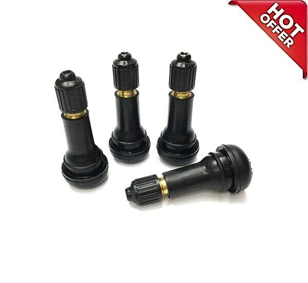 👍 Tr413 Snap-in Tire Valve Stems With Caps Black Rubber (4 Pcs) Rubber Type