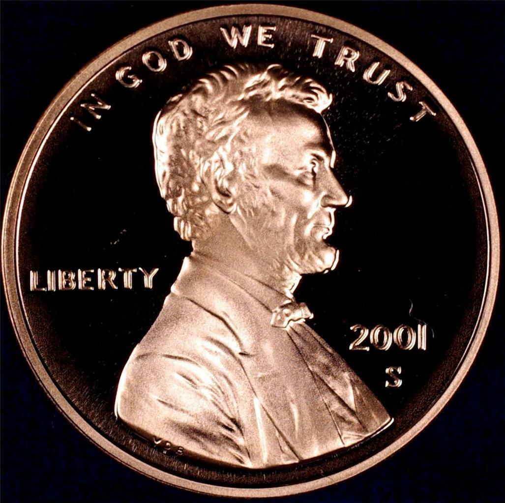 2001 S Lincoln Cent Gem Proof Cameo Roll Penny (50)
