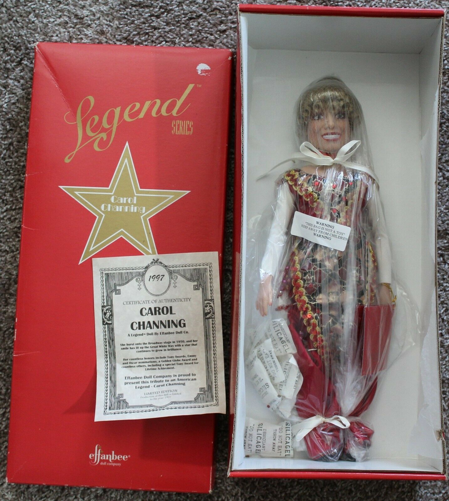 Effanbee Legend Series Carol Channing V610 In Box And Bag With Tag And Coa