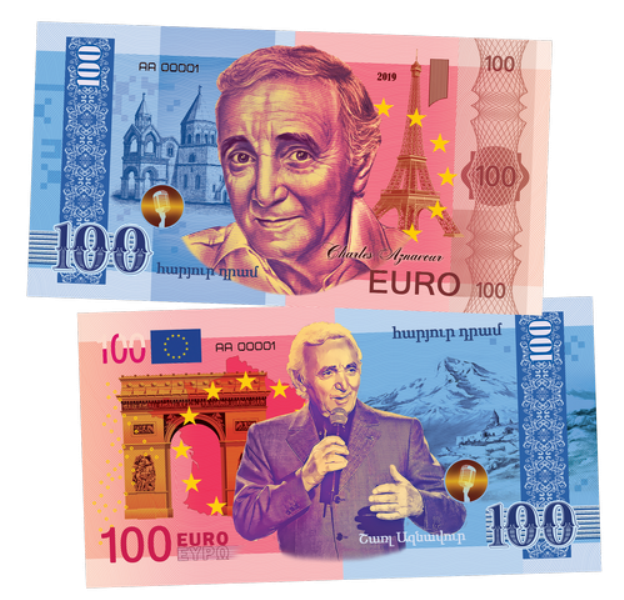 100 Euro 2019 Charles Aznavour French-armenian Singer Lyricist Polymeric