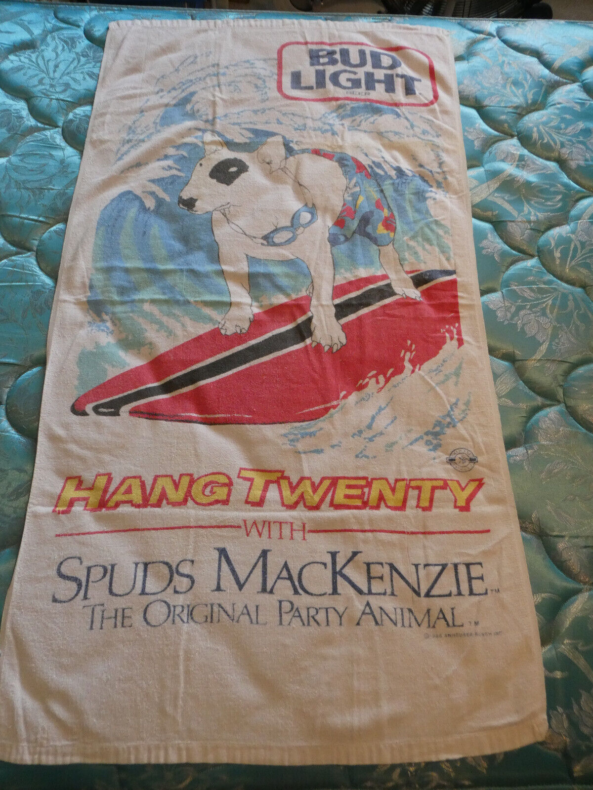 Vintage Spuds Mackenzie Bud Light Beach Towel