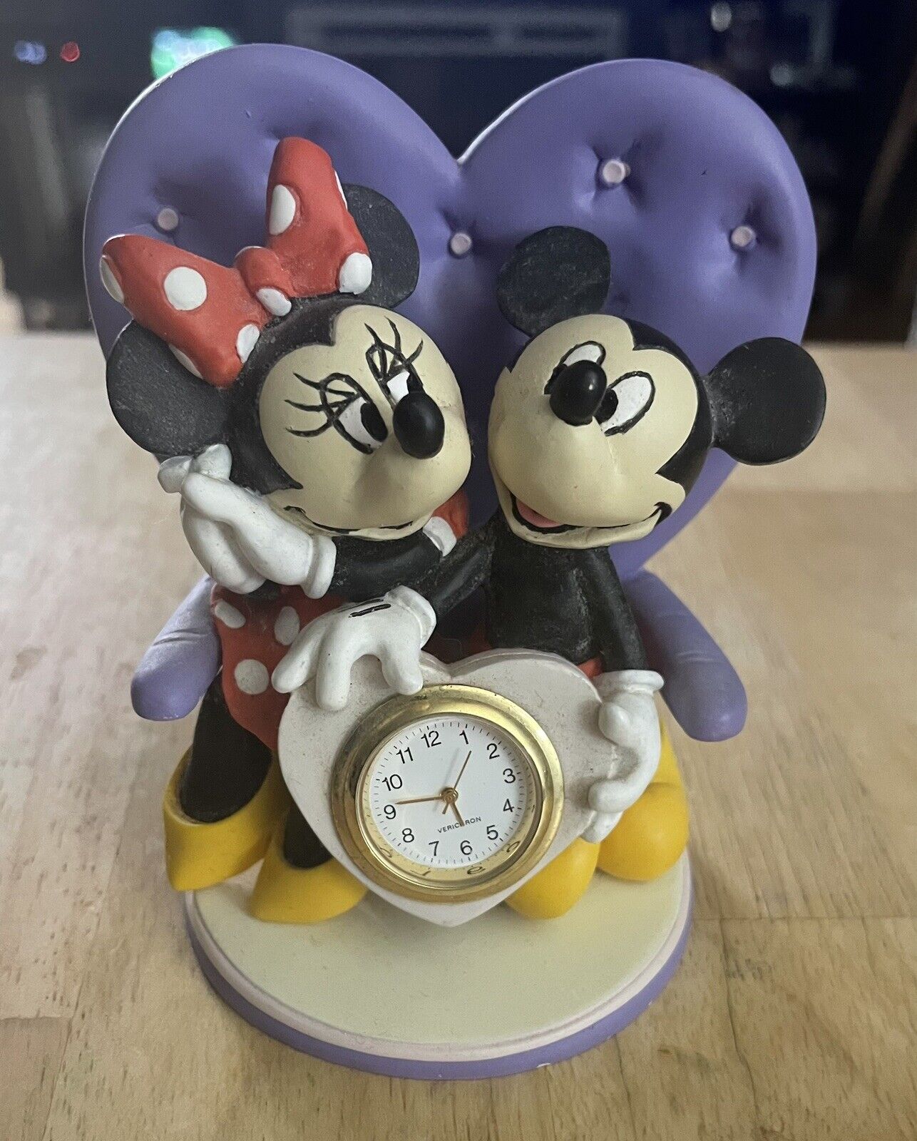 Disney Mickey Verichron Mickey & Minnie Figurine Clock