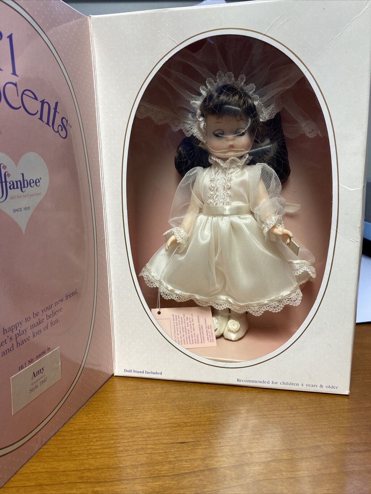 New - Amy, Li'l Innocents Communion Doll By Effanbee 1988 W/stand & Original Box